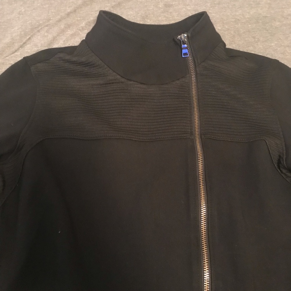 THE BASE: Ribbed Off-Center Zip Bodycon Jacket - Picture 4 of 7